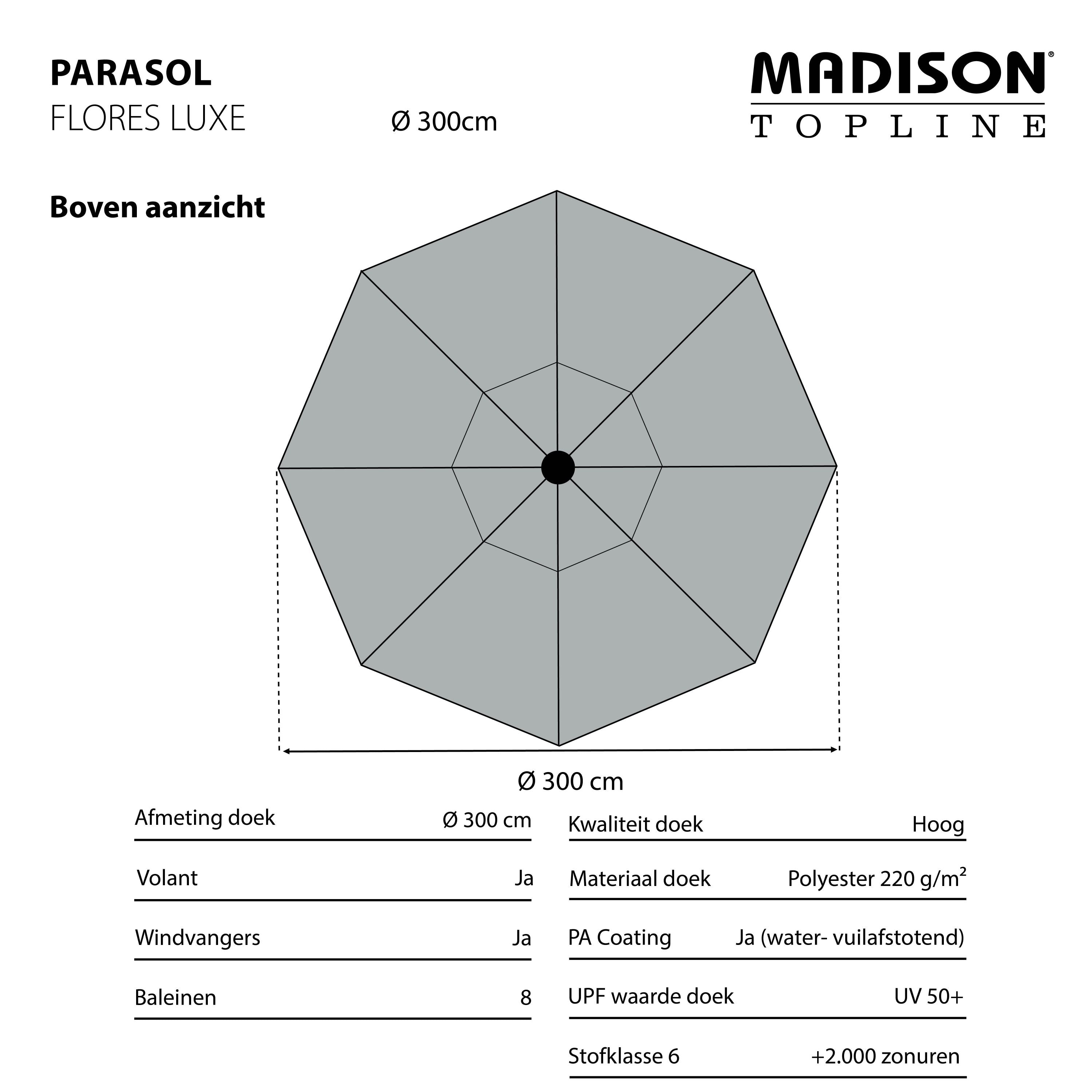Madison Parasol flores luxe 300 cm Polyester grade 6